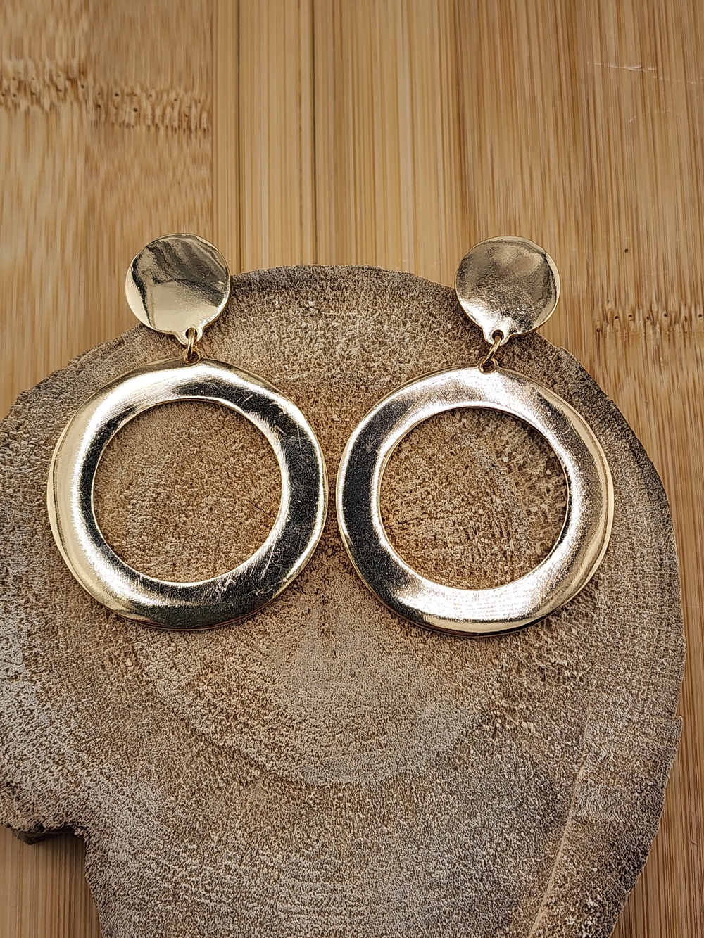 Gold Tone Open Circle Drop Earrings - Women Jewelry 0529